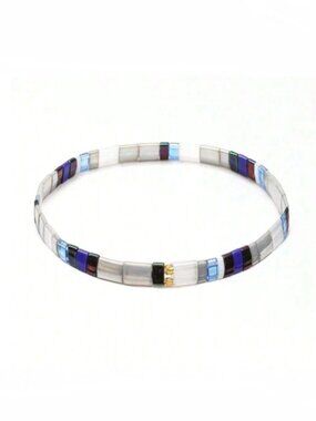 Beaded Chicklet Bracelet Tila beads / Bracelet perles de Tila élastique